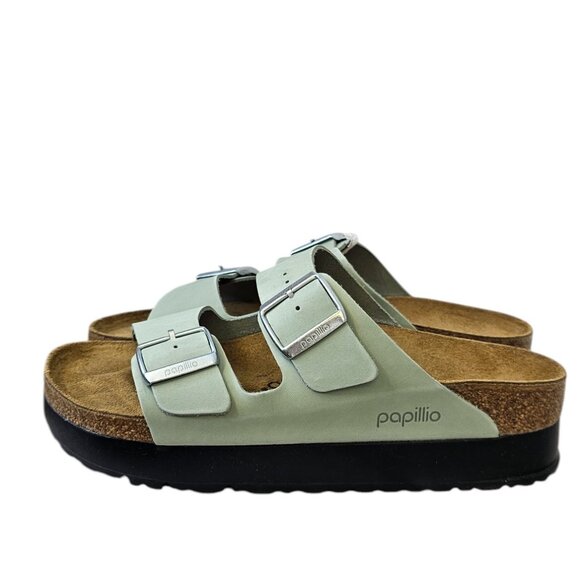 Papillio Birkennstock Womens Arizona Platform Sandals, Pure Sage, Buckle, 40/9 - Picture 2 of 6